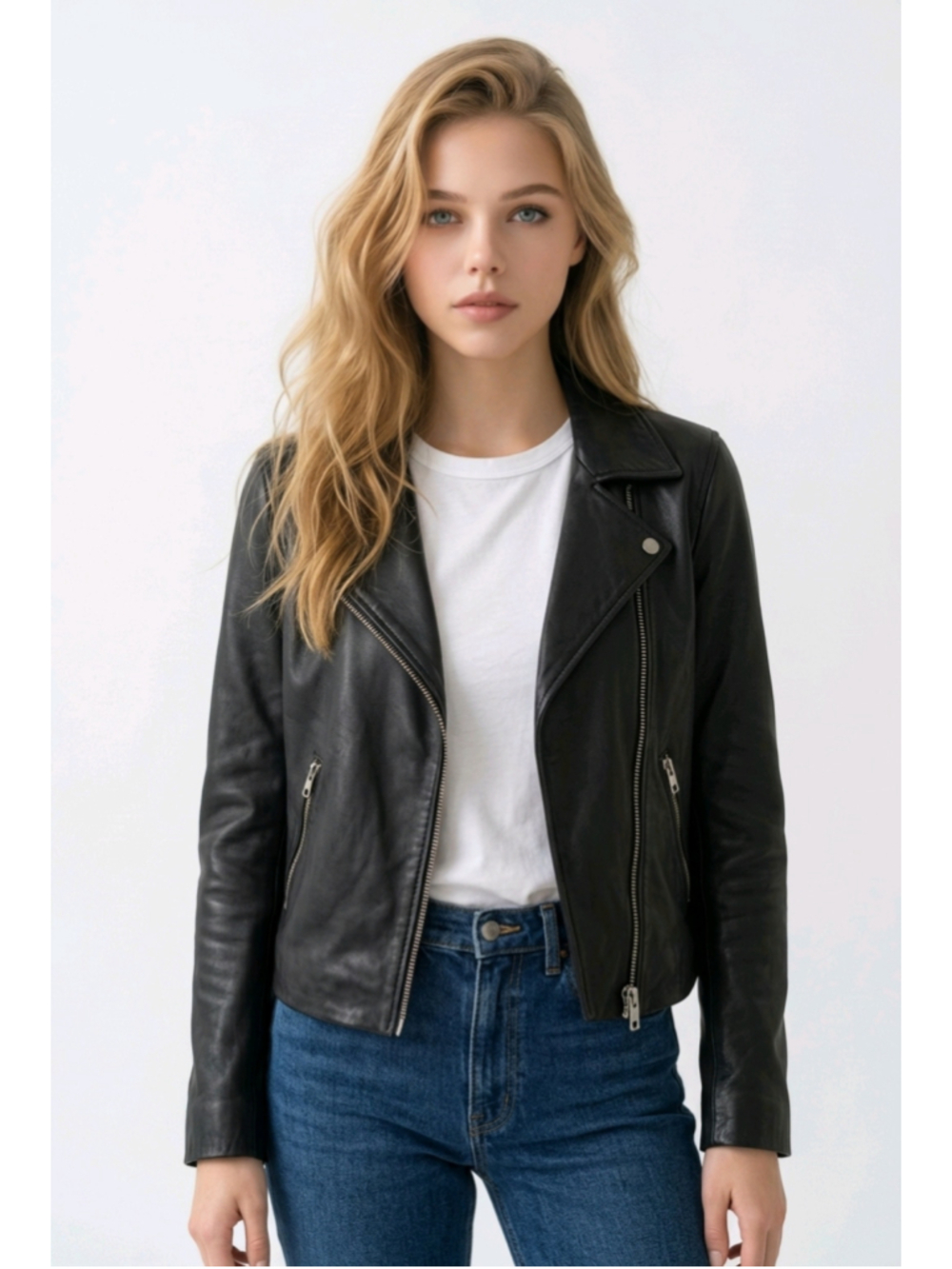 Women's Madewell Black Leather Moto Jacket